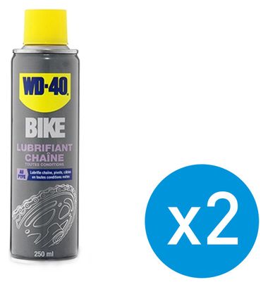 Pack 2 Spray WD-40 Lubrifiant Chaîne Toutes Conditions 250ml