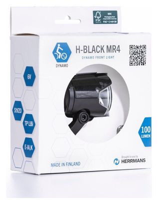 Éclairage Avant Vélo VAE Herrmans MR4 - Noir - 100 Lumens - Neuf