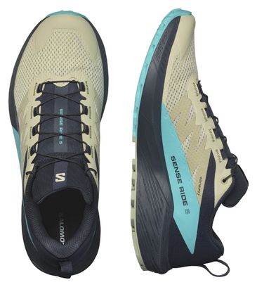 Chaussures de Trail Running Salomon Sense Ride 5 Beige Bleu