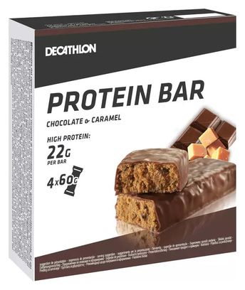 4 Domyos Protein Protein Bars 22g Chocolate Caramel 60g