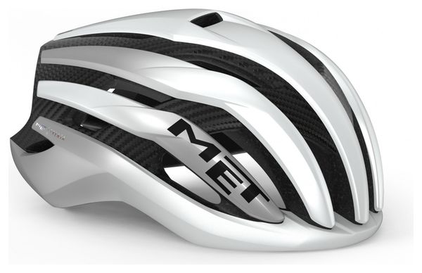 Casque MET Trenta 3K Carbon Mips Blanc Argent Mat