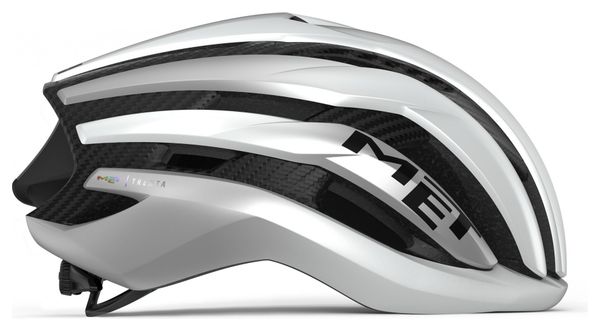 Casco Met Trenta 3K Carbon Mips Blanco Plata Mate