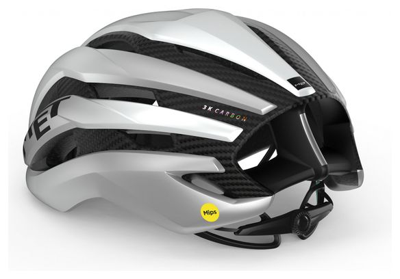 Casque MET Trenta 3K Carbon Mips Blanc Argent Mat