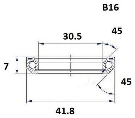 Roulement direction - Blackbearing - B16 - 30.5 mm 41.8 mm 7mm 45/45°