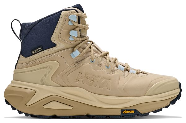 Zapatillas de senderismo Hoka Kaha 3 GTX beige/azul para mujer