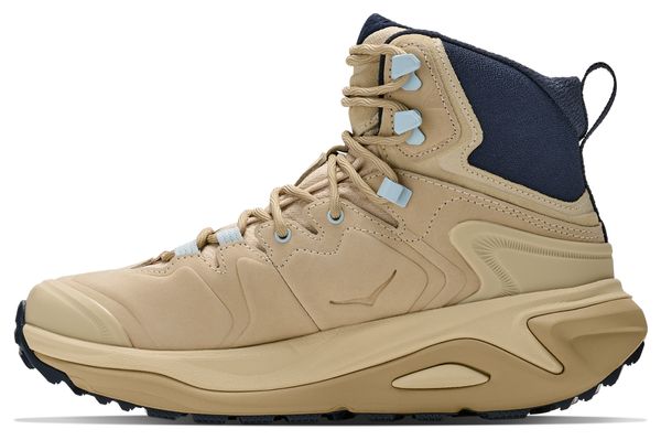 Zapatillas de senderismo Hoka Kaha 3 GTX beige/azul para mujer