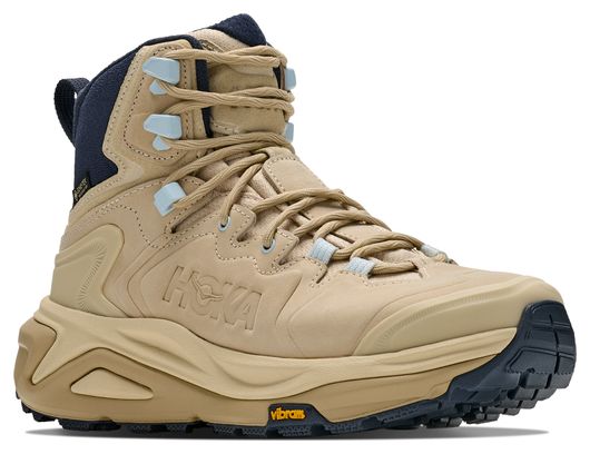 Zapatillas de senderismo Hoka Kaha 3 GTX beige/azul para mujer