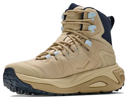 Zapatillas de senderismo Hoka Kaha 3 GTX beige/azul para mujer