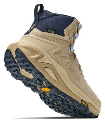 Zapatillas de senderismo Hoka Kaha 3 GTX beige/azul para mujer