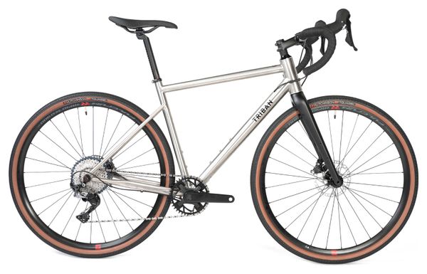 Schotterfahrrad Triban GRVL 900 Titane Shimano GRX 600 11V 700 mm Gris