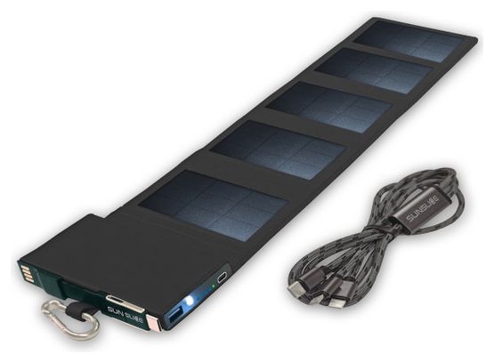Chargeur Solaire Portable Sunslice Photon avec Batterie Externe Intégrée 4000 mAh Noir