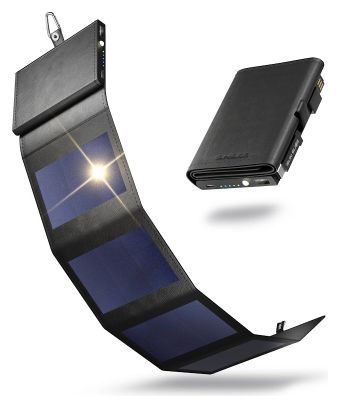 Chargeur Solaire Portable Sunslice Photon avec Batterie Externe Intégrée 4000 mAh Noir