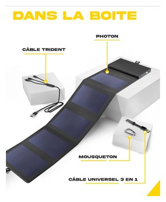 Chargeur Solaire Portable Sunslice Photon avec Batterie Externe Intégrée 4000 mAh Noir