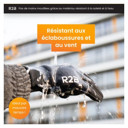 Gants Hiver R2B Compatibles avec écran tactile et imperméables Noir