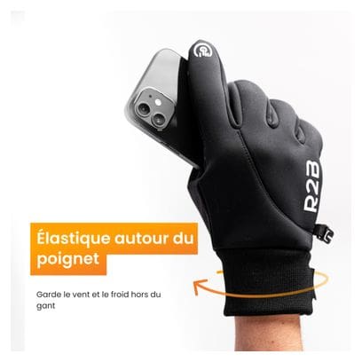 Gants Hiver R2B Compatibles avec écran tactile et imperméables Noir