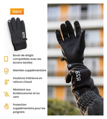 Gants Hiver R2B Compatibles avec écran tactile et imperméables Noir