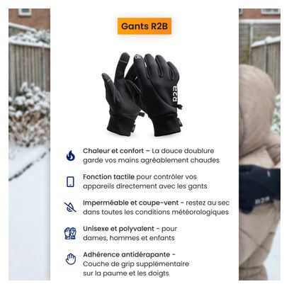 Gants Hiver R2B Compatibles avec écran tactile et imperméables Noir
