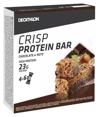 4 Domyos Crisp Protein Protein Bars 23g Chocolate Hazelnuts 60g