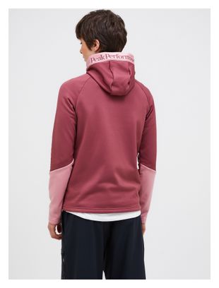 Giacca in pile Peak Performance Rider Essentials Hood rossa da donna