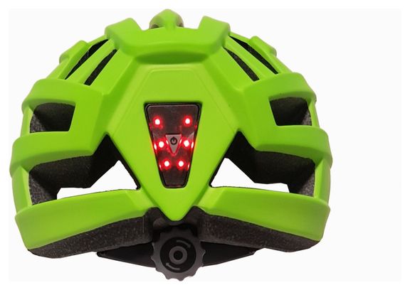 Casque de vélo Mat Flashy jaune-vert - 55/61cm - lumière rouge pour vélo