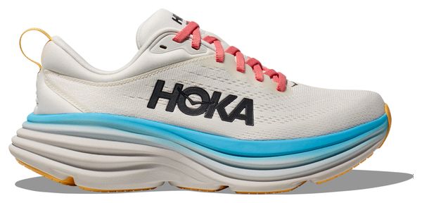 Hoka One One Bondi 8 White Multi-color Women's Running Shoes