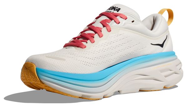 Hoka One One Bondi 8 White Multi-color Women's Running Shoes