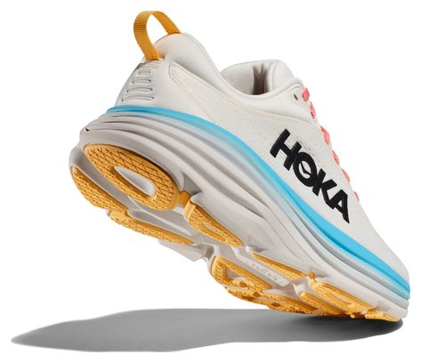 Hoka One One Bondi 8 White Multi-color Women's Running Shoes