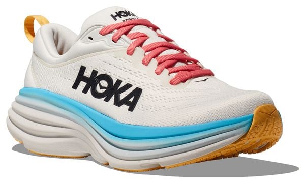Hoka One One Bondi 8 White Multi-color Women's Running Shoes