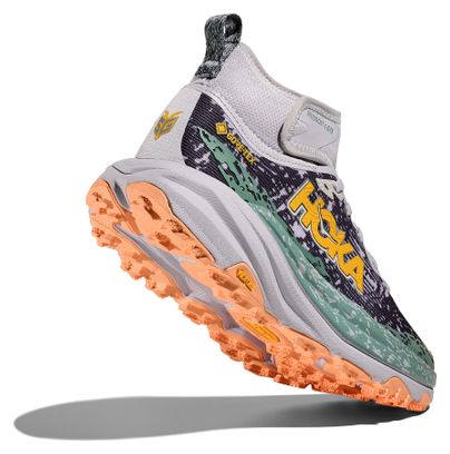 Zapatillas de trail Hoka Speedgoat 6 Mid GTX Gris/Verde/Naranja, Mujer