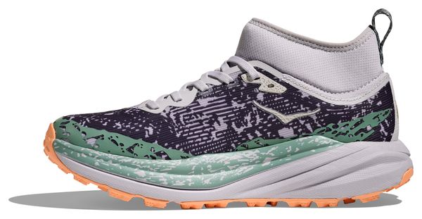 Zapatillas de trail Hoka Speedgoat 6 Mid GTX Gris/Verde/Naranja, Mujer