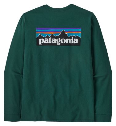Maglietta manica lunga Patagonia P-6 Logo Responsabili-Tee Uomo Verde