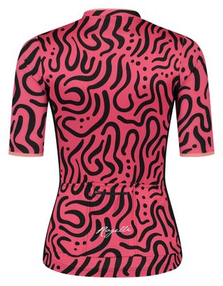 Maillot Manches Courtes Velo Rogelli Abstract - Femme - Corail/Noir