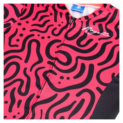 Maillot Manches Courtes Velo Rogelli Abstract - Femme - Corail/Noir