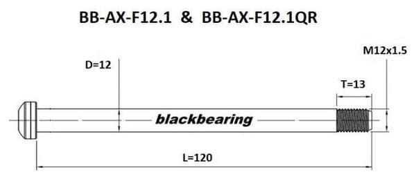 Axe de roue Blackbearing - F12.1 - (12 mm - 120 - M12x1 5 -