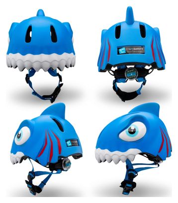 Crazy Safety pack - Casque Requin Bleu pour enfants  sac à dos  sonnette  gants