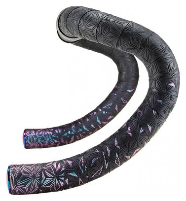 Supacaz Super Sticky Kush Star Fade Bar Tape Black Oil Slick with Bar Plugs