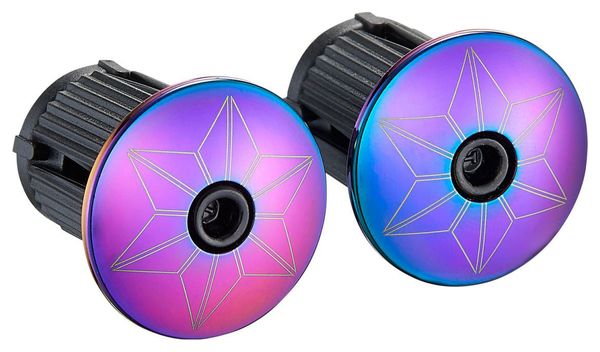 Supacaz Super Sticky Kush Star Fade Bar Tape Black Oil Slick with Bar Plugs