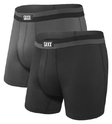 Pack of 2 Saxx Sport Mesh Brief Fly Boxers Black Grey