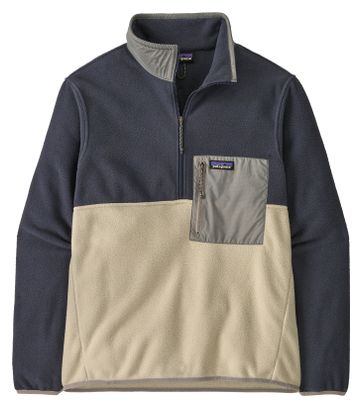 Vellón Patagonia Microdini 1/2 Zip Beige/Azul, Hombre