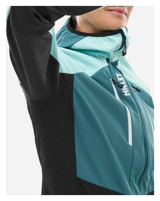 Women's Millet M White Shield Blue Softshell Jas