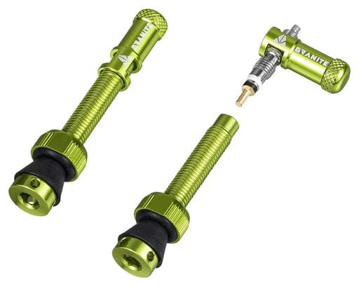 Paar Granite Design Juicy Nipple 45 mm Tubeless-Ventile mit grünen Demontierstopfen