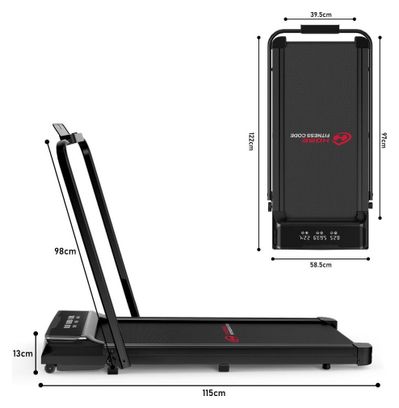 Tapis de course Fitness Q2-1 avec poignées compact Noir