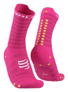 Pair of Compressport Pro Racing Socks v4.0 Ultralight Run High Pink