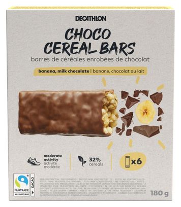 Decathlon Nutrition Barritas de cereales Chocolate Plátano 6x30g