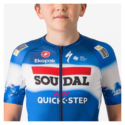 Castelli Aero Kid Soudal Quick-Step 2024 Korte Mouw Trui Blauw