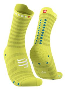 Pair of Compressport Pro Racing Socks v4.0 Ultralight Run High Yellow