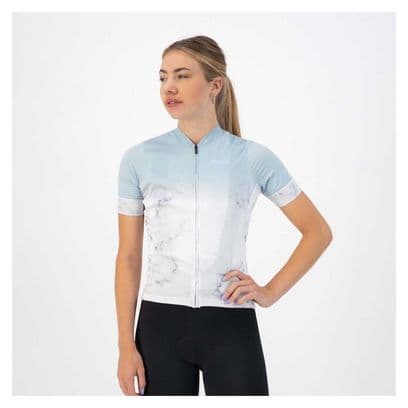 Maillot Manches Courtes Velo Rogelli Marble - Femme - Blanc/Gris/Bleu