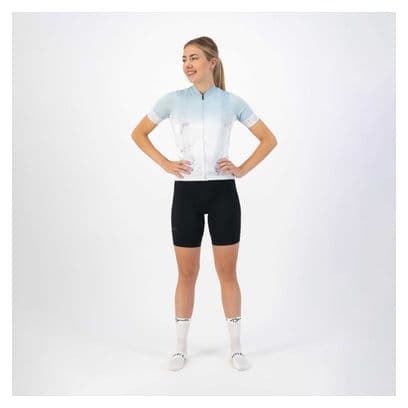 Maillot Manches Courtes Velo Rogelli Marble - Femme - Blanc/Gris/Bleu