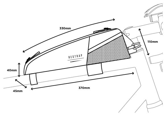 Restrap Race Top Tube Bag 1.5L Frame Bag Black