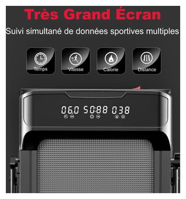 Tapis de course Fitness Q2-1 avec poignées compact Noir avec tapis